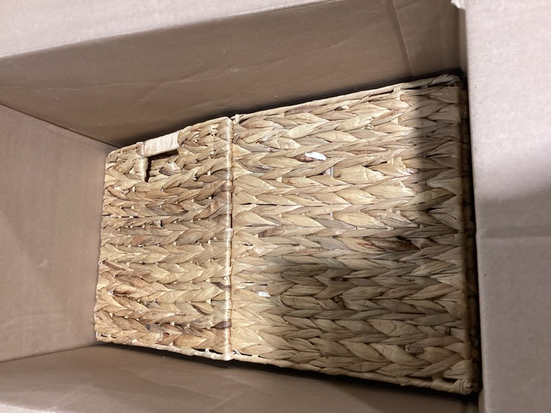 Condition photo showing Good Condition for wicker storage baskets 11 inch cube storage bins,set of 2 natural foldable square baskets for storage,water hyacinth baskets,handwoven storage baskets for shelves,kitchen or outdoor