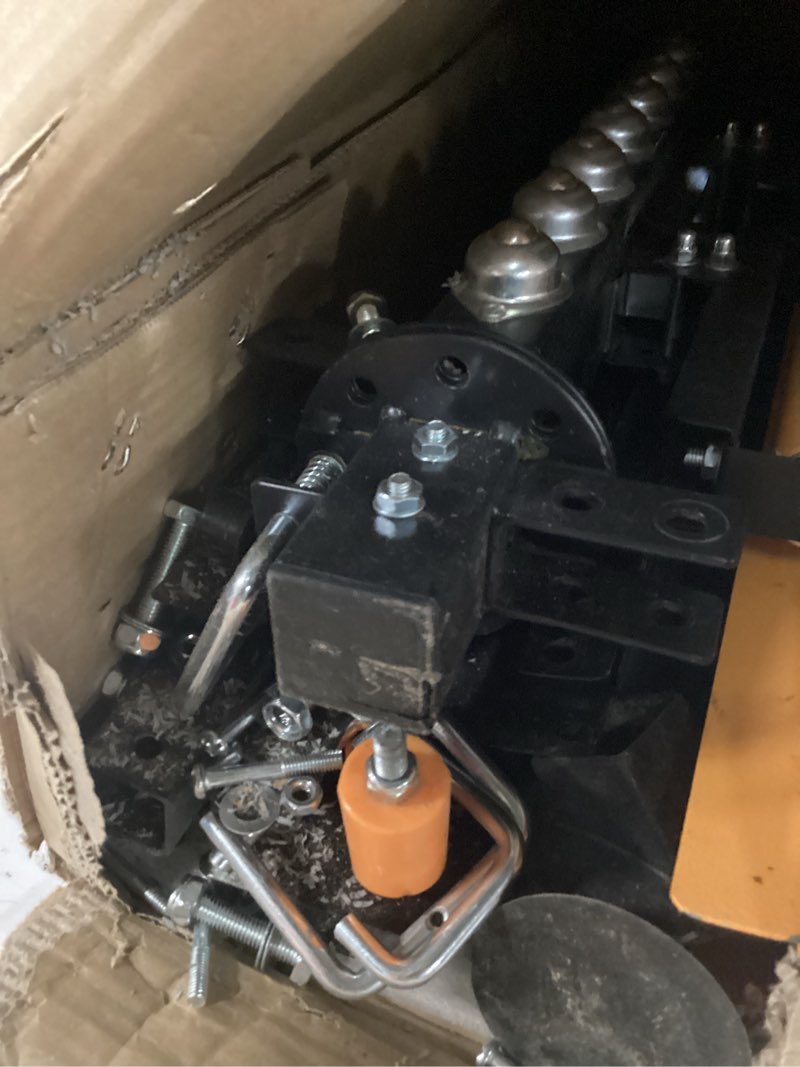 Condition photo showing As Is for 4 in 1 roller stand, stable 440 lbs load capacity with saw horses, v-shaped, multi-directional rollers & outfeed roller, adjustable height 33”- 50”, folding for woodworking