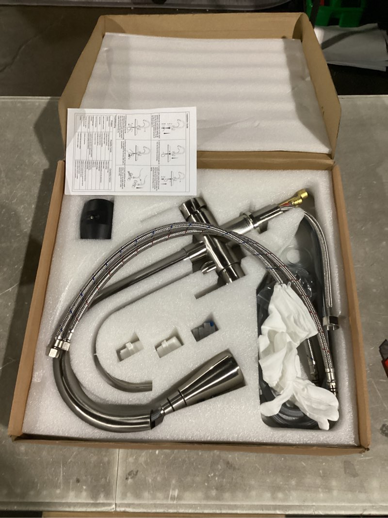 TSIBOMU 3 Way Kitchen Sink Faucet with Drinking Water Faucet, 2 Handle 3 in 1 Pull Down Kitchen Fauc