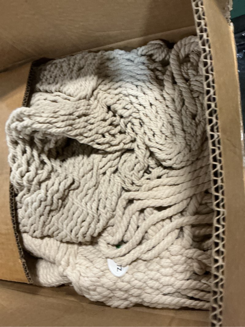 Condition photo showing Good Condition for zean handwoven hammock by thick cotton rope xl two person hammock for outside, patio backyard garden 550lb capacity xl-without tassel