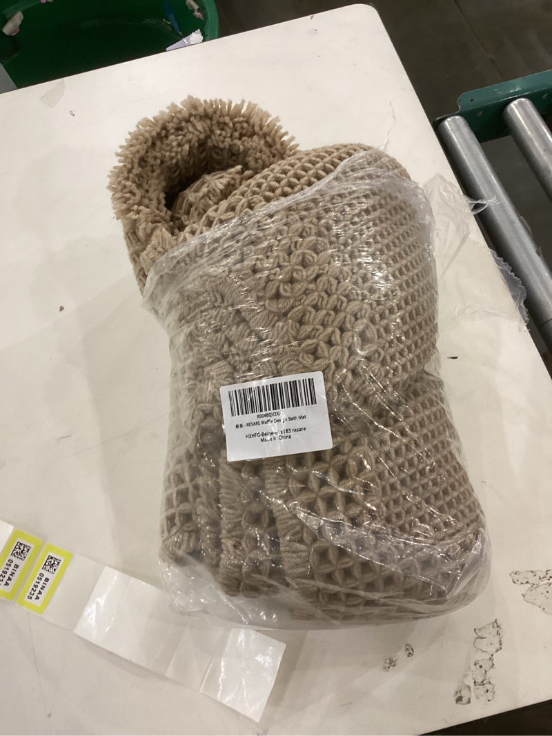 Condition photo showing New/Like New for RESARE Waffle Bathroom Runner Rugs, Super Absorbent Bath Mat Non Slip Washable Quick Dry, Upgraded Ultra Soft Boho Bath Rugs with Tassels for Hallway Bedroom Laundry Room, 2'x6'(24"x72"), Brown 2'x6' Brown