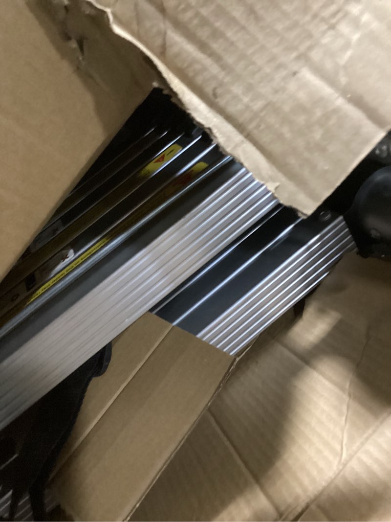 Condition photo showing Good Condition for A-Frame Aluminum Telescopic Extension Ladder with Non-Slip Feet, 16.5FT Rv Telescope Foldable Extendable Compact Ladders for House Roof Travel Trailers, Adjustable Retractable, 330lbs Capacity Silver 16.5 FT