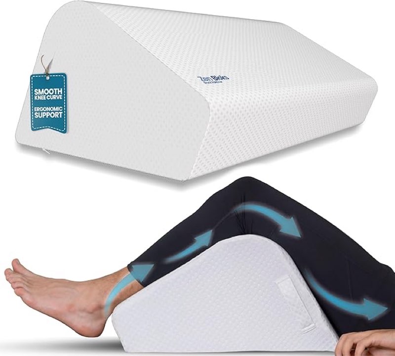 Patented Leg Elevation Wedge Lift Leg Pillow Foam 11" for Ergonomic Back Pain Relief - Knee Pillow for Leg Pain - Post Surgery/Workout Recovery, Firm Support, Height Range 6'0"-6'5" (White)