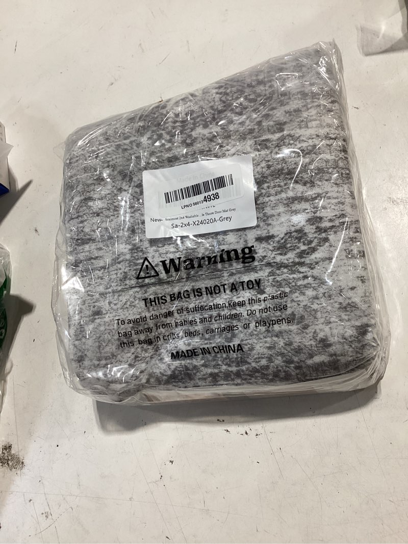 Condition photo showing Good Condition for soalmost 2x4 washable rugs for kitchen, entryway, small area rug grey | non-slip vintage low pile throw door mat for bathroom entry laundry powder room, stain resistant indoor entrance floor carpet grey 2' x 4' (rectangular)