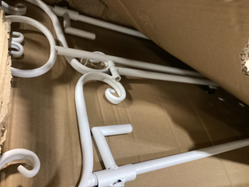 Condition photo showing Good Condition for metal free standing adjustable display stand scroll easel with chain support, white easel stand for sign, wedding, picture frame. (no installation required) scroll-white