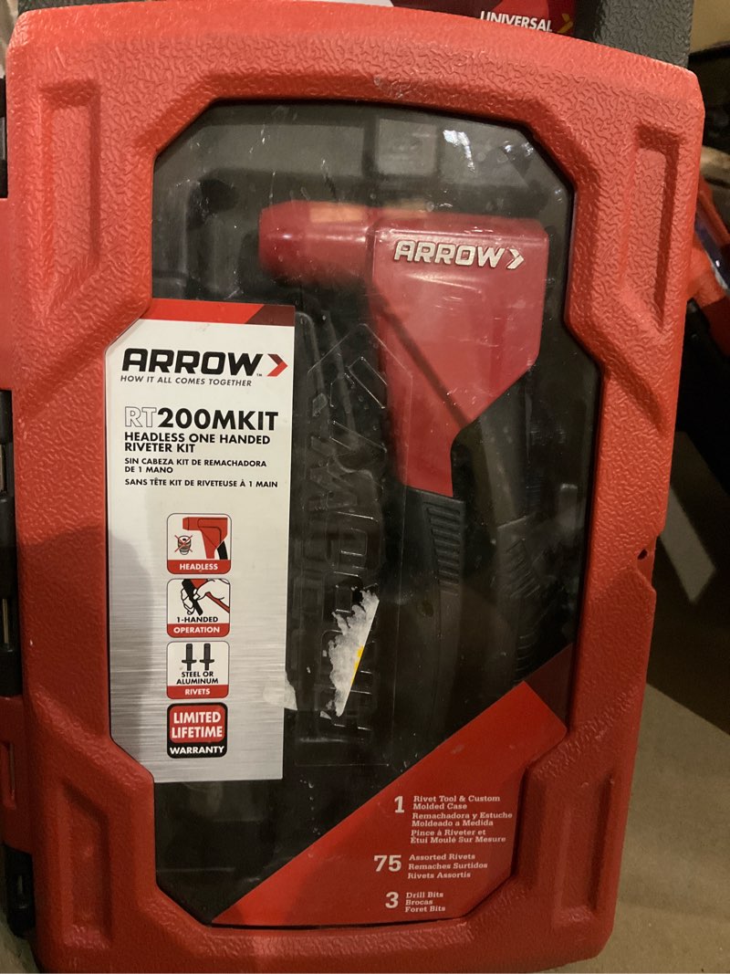 Condition photo showing As Is for arrow rt200mkit headless one-handed swivel rivet tool kit