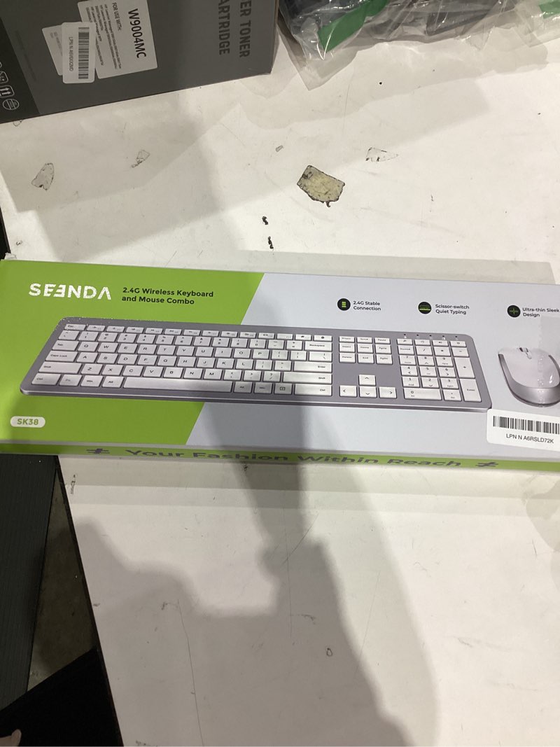 Condition photo showing New/Like New for Wireless Keyboard and Mouse Combo - Full Size Slim Thin Wireless Keyboard Mouse with Numeric Keypad 2.4G Stable Connection Adjustable DPI (White & Silver) Silver and White