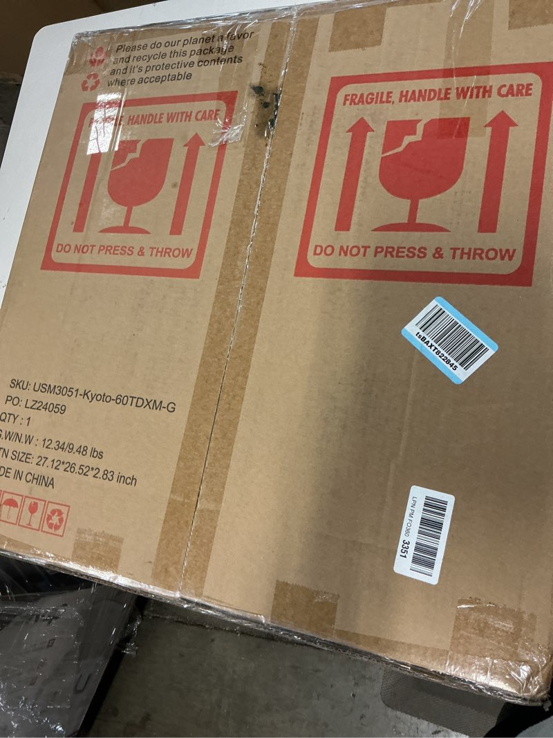 Condition photo showing As Is for S'bagno 24'' Round Gold LED Mirror for Bathroom with Frontlit & Backlit, LED Vanity Mirror with Metal Frame, Anti-Fog, Stepless Dimmable, 3 Colors Temperature Gold-round 24"L x 24"W