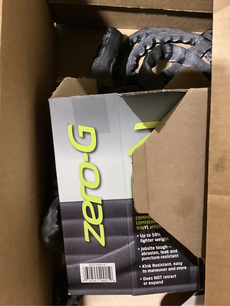 Condition photo showing As Is for zero-g teknor apex 5/8-in x 50-ft premium -duty kink free woven gray 