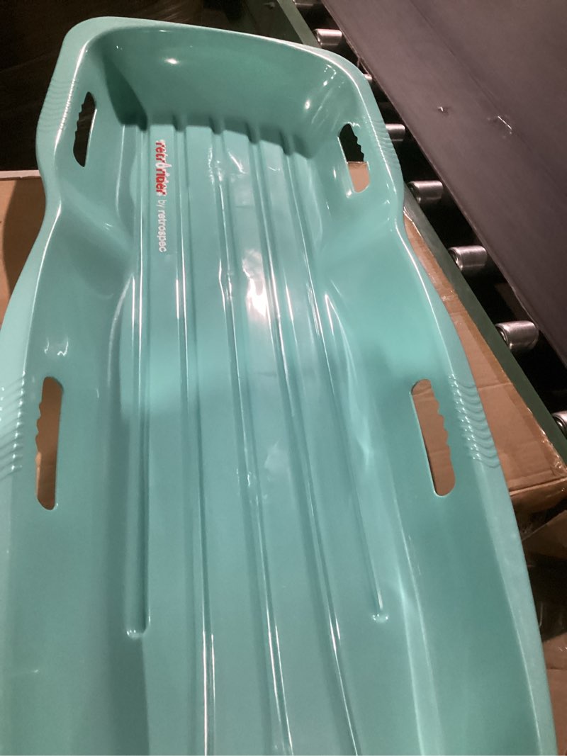 Condition photo showing Good Condition for Retrospec Retrorider Plastic Snow Sled – Toboggan Style with Pull Rope, Cold-Resistant Coating, and Hard Bottom for Smooth Downhill Rides – Available in 35" and 48" Sizes for Kids and Adults Single Wintertide 48"