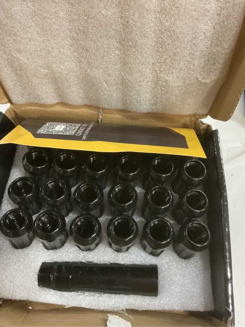 Condition photo showing New/Like New for MIKKUPPA 24PCS M14x1.5 Lug Nuts - Replacement for Chevy Silverado 1500 Suburban Traverse, Ford F150, GMC Yukon Sierra 1500, Cadillac XT5 XT6 Aftermarket Wheels Black 2" Length 7 Spline Tire Nut M14x1.5 24 PCS Black