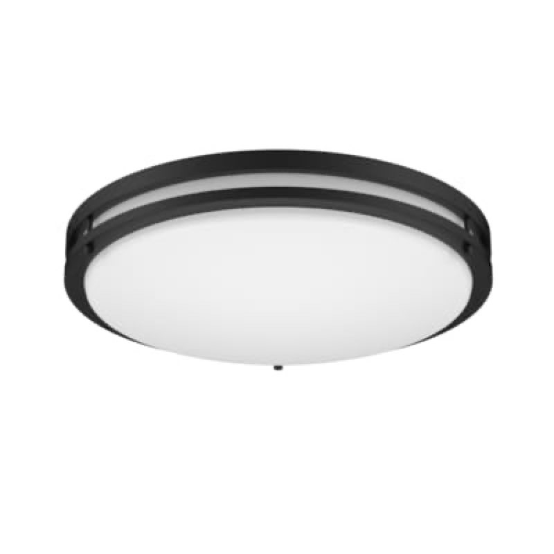 project source 17-in matte black indoor 1 -light led tunable white flush mount light with plastic shade item #5209277 | model #mxl1139-l42k9027h