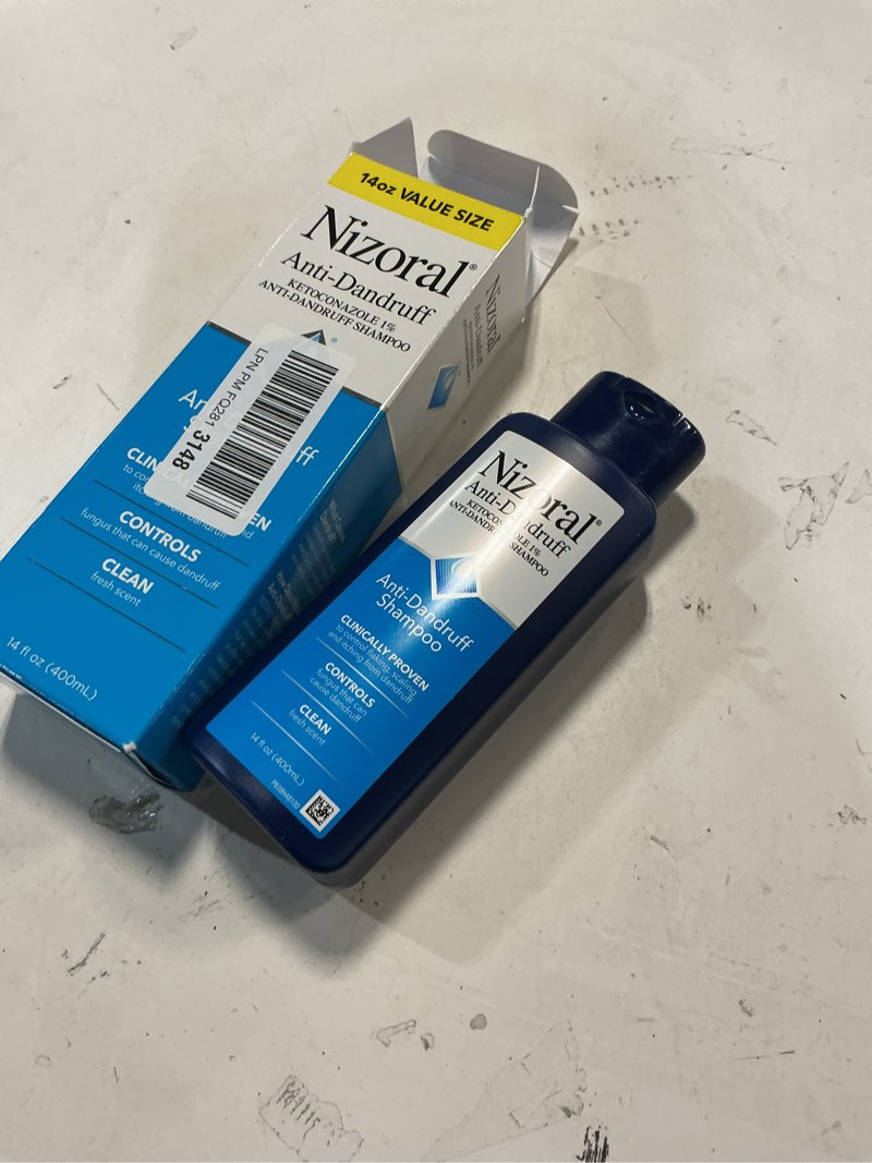 Condition photo showing New/Like New for (Exp:10/2027)Nizoral Anti-Dandruff Shampoo with 1% Ketoconazole, 14 Fl Oz, Fresh Scent, Anti Fungal Shampoo Fresh 14 Fl Oz (Pack of 1)