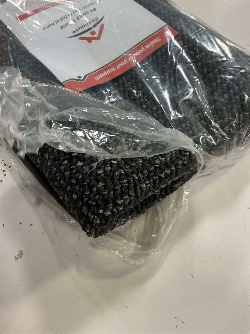 Condition photo showing Good Condition for beqhause dirt trapper door mat 32" x 48" half circle non-slip washable doormats entrance rugs absorbent welcome low profile floor mats for front back door and entryway, charcoal charcoal 2'8" x 4' (semicircular)