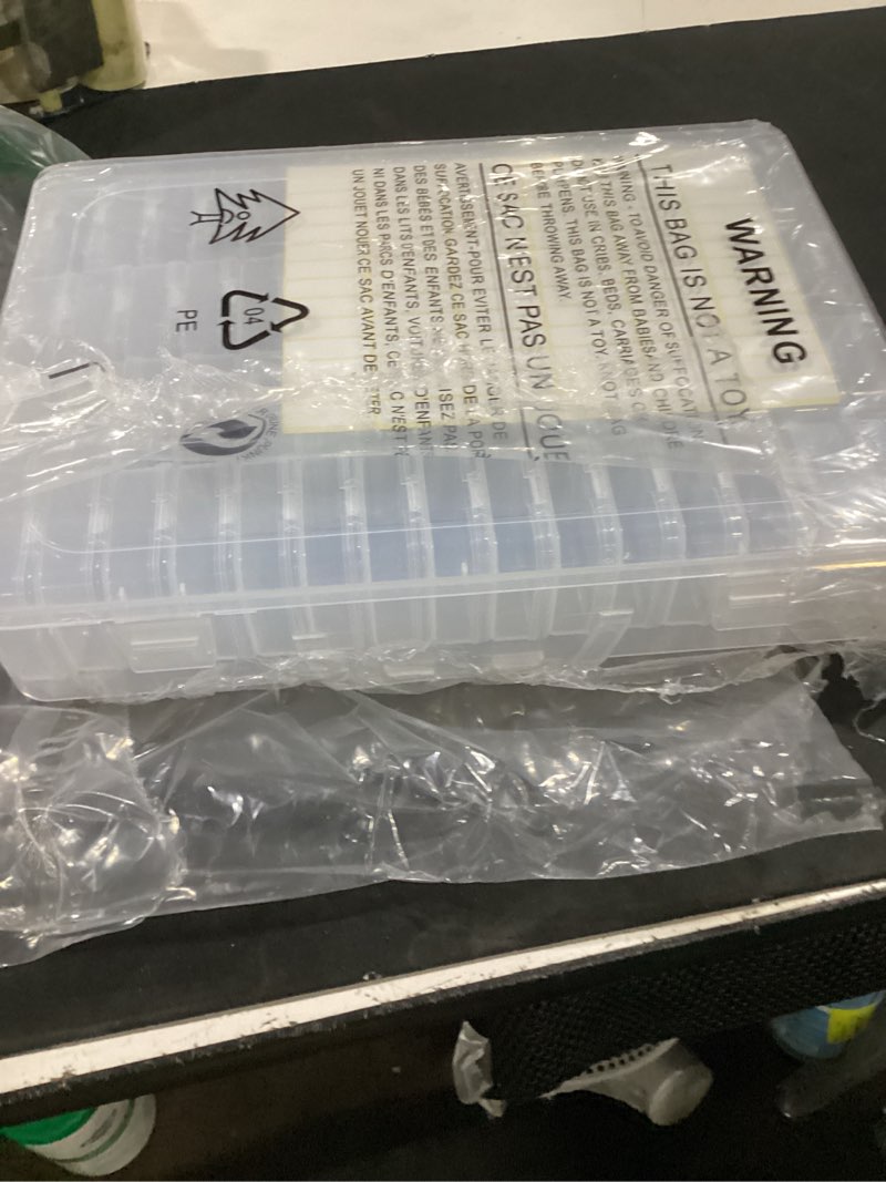Condition photo showing Good Condition for portable bead organizer, 60pcs small clear storage boxes with hinged lid and large craft case with handle, mini plastic containers for jewelry making diamonds arts screws seeds small parts 60 pcs (2.16" x 2.16" x 0.78")