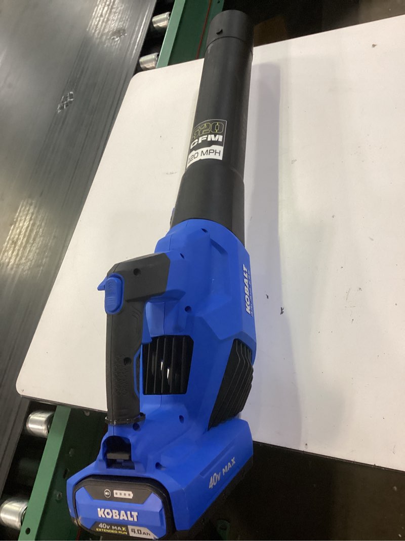 Condition photo showing As Is for kobalt 40v max leaft blower