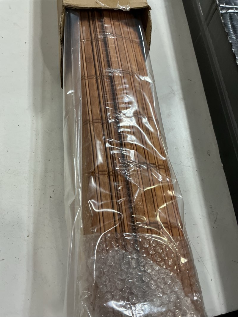 Condition photo showing New/Like New for lazblinds no tools no drill cordless bamboo roman shades, light filtering window treatment, roll up bamboo blinds for windows 31'' w x 64'' h, wood light filtering-wood01 31" w x 64" h