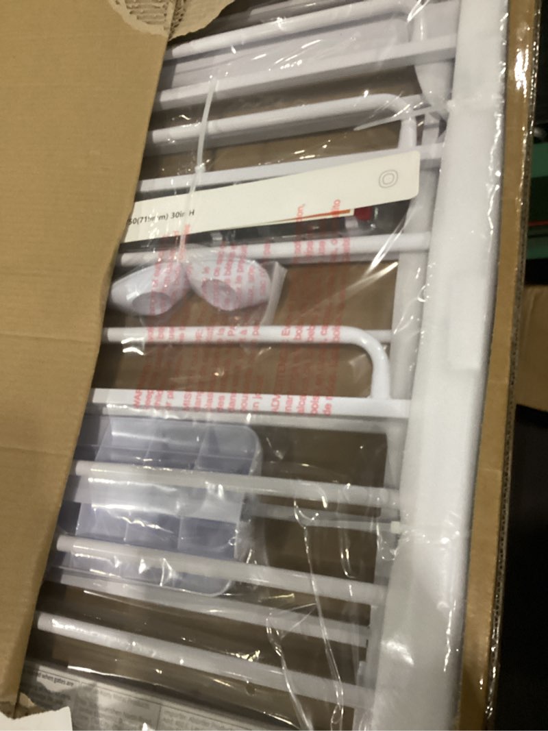Condition photo showing New/Like New for cumbor 30.4-56.8" extra wide baby gate for stairs, dual lock & self-closing dog gate indoor, easy install pet gate for doorways & wide openings, easy walk thru safety proofing for babies & pets, white white 30.4"-56.8" w x 30.5" h