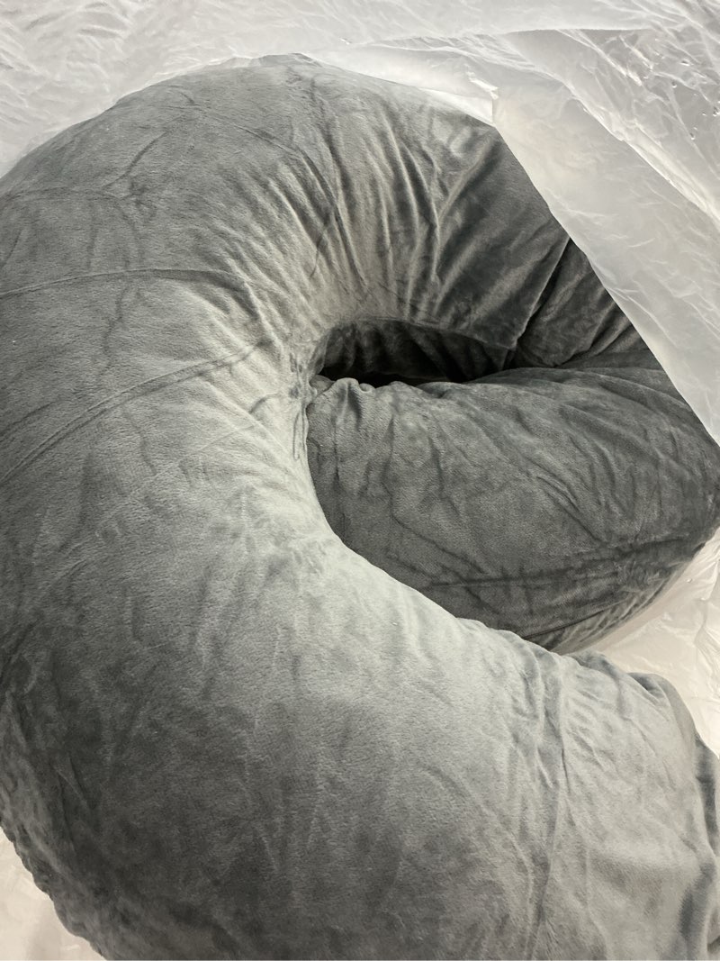 Condition photo showing As Is for Pregnancy Pillow, C Shaped Full Body Pillow for Maternity Support and Pregnant Women Sleeping with Velvet Cover (Dark Grey)