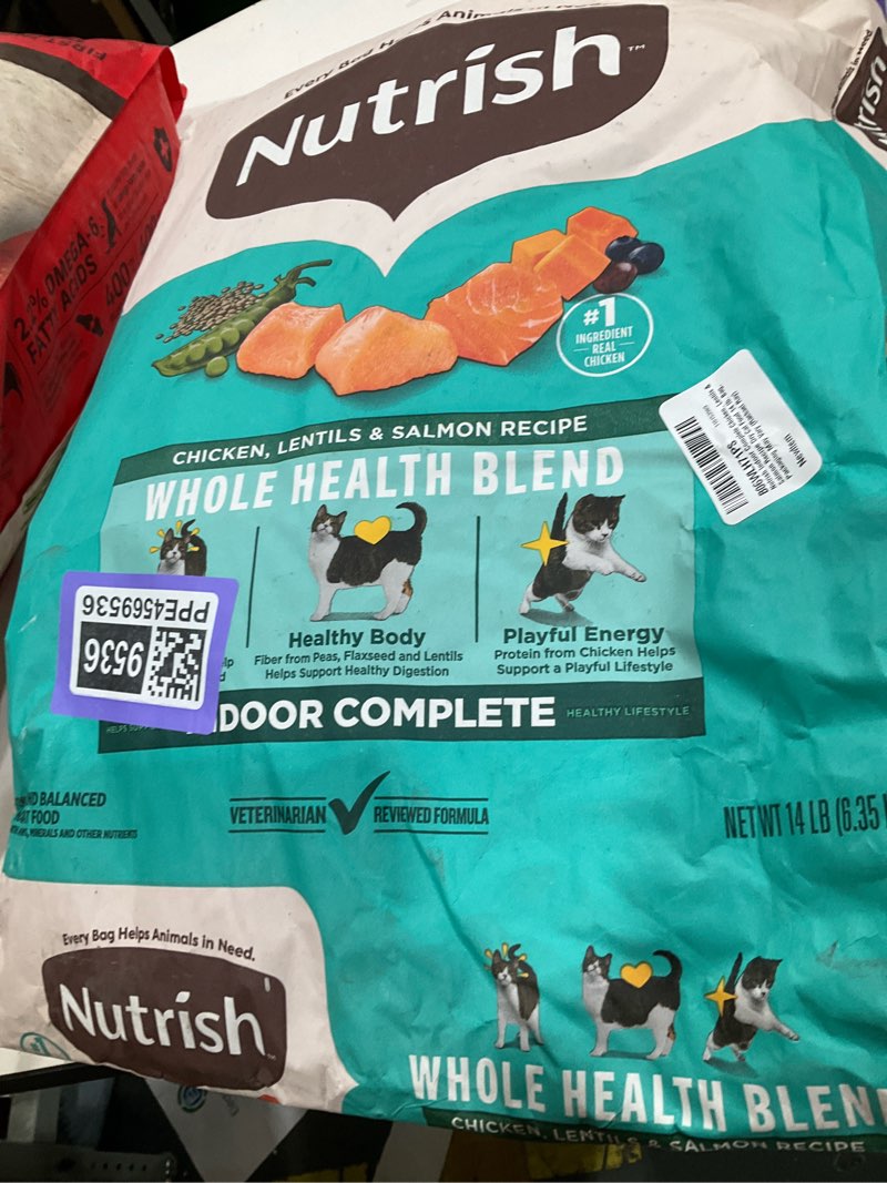 Condition photo showing New/Like New for Nutrish Indoor Complete Premium Natural Dry Cat Food, Chicken with Lentils & Salmon Recipe, 14 Pounds (Packaging May Vary) Chicken with Lentils & Salmon 14 Pound (Pack of 1)