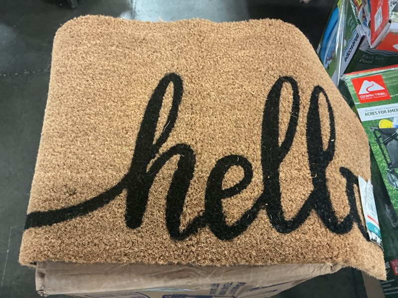 Condition photo showing As Is for mainstays coir hello doormat 18"x30"