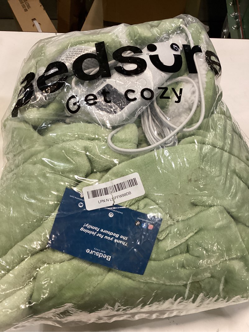 Condition photo showing As Is for Bedsure Electric Blanket Full Size - Soft Flannel Heated Blanket Full, GentleSoft Fast Heating with 10 Time Settings & 6 Heat Settings, Warm Gift for Grandma (72x84 inches, Sage Green) 14 - Sage Green Full