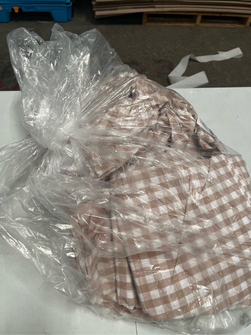 Condition photo showing As Is for classic organic percale gingham sheet set, king, cafe