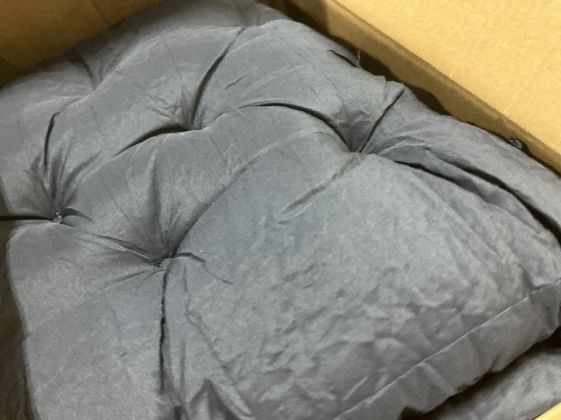 Condition photo showing Good Condition for outdoor swing cushions,waterproof swing cushions 3 seater replacement with backrest,outdoor thickened bench cushion with ties for porch,patio,backyard,garden (navy blue 60 * 40 in) navy blue 60x 40 inches