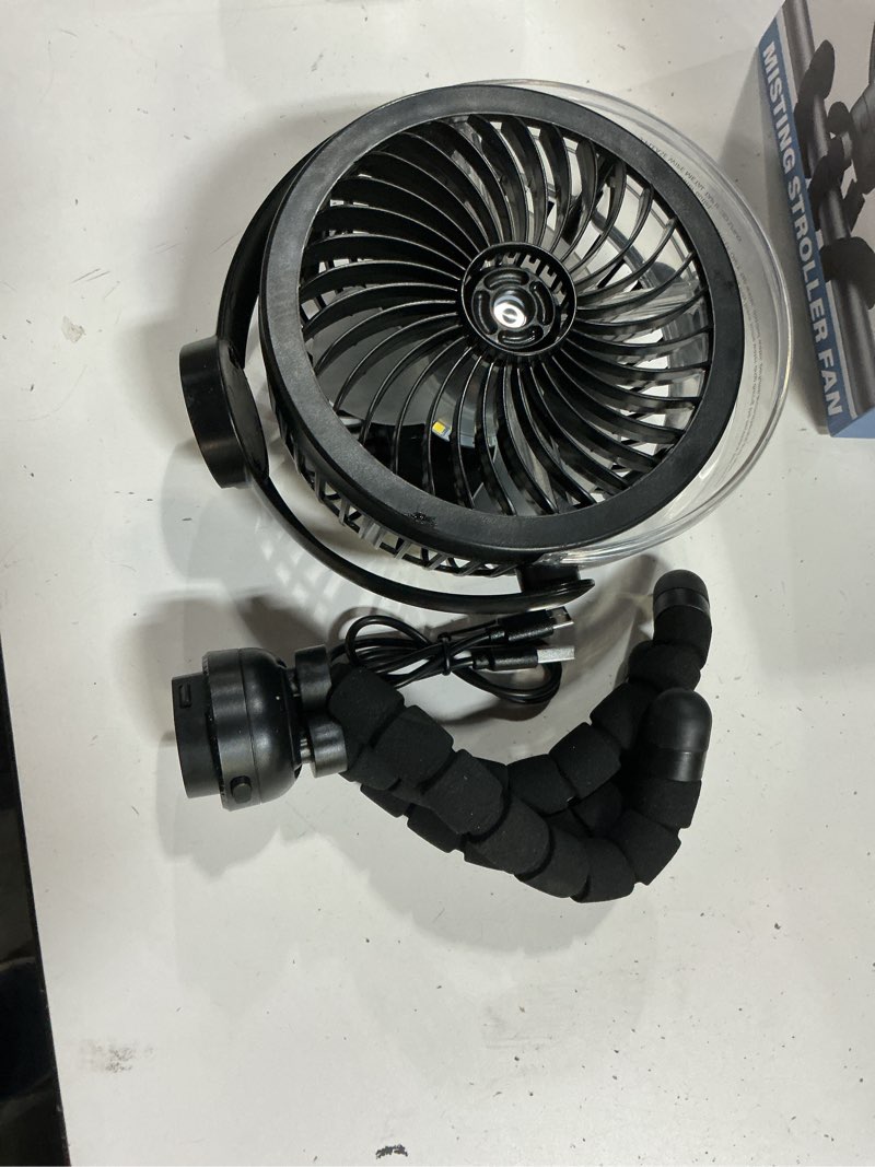 Condition photo showing Good Condition for misting stroller fan, 6000mah battery operated portable fan with light & 360° pivoting, personal fans with flexible tripod for baby, office, travel,treadmill,outdoors