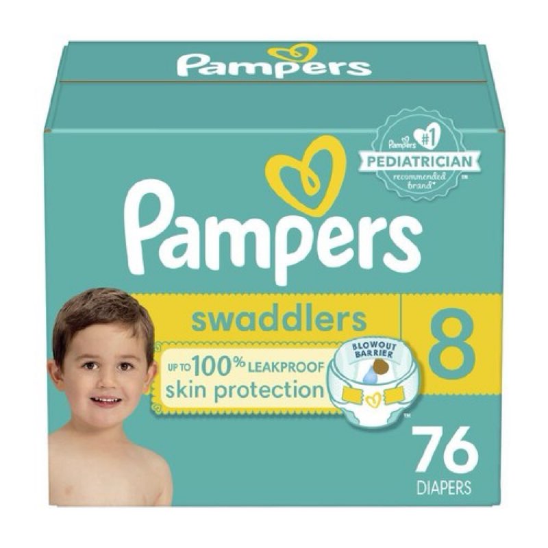 76 Ct Pampers Baby Diapers - Swaddlers - Size 8, One Month Supply (76 Count),