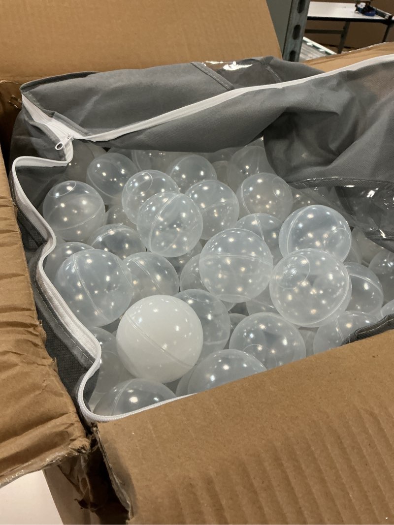 Condition photo showing As Is for MoonxHome Ball Pit Balls for Toddlers, BPA Free Crush Proof Plastic Toy Balls for Ball Pit, Children's Pool Water Toys, Macaron Ocean Balls for Play Tent 2.15 Inch Pack of 100 200 500 800 1000 C_white&transparent&light Grey 500