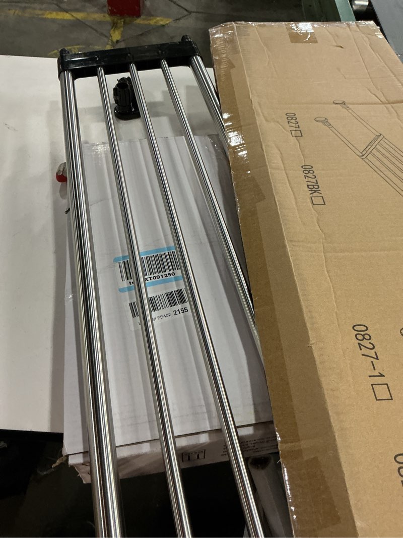 Condition photo showing Good Condition for BAOYOUNI Expandable Closet Shelf Tension Rod Clothes Hanger Storage Rack Adjustable DIY Shelving Unit Cabinet Kitchen Bathroom Divider Separator Organizer, Black Recommended Use Length: (46.85-75) IN Black, 1pc (5-bar Telescopic)