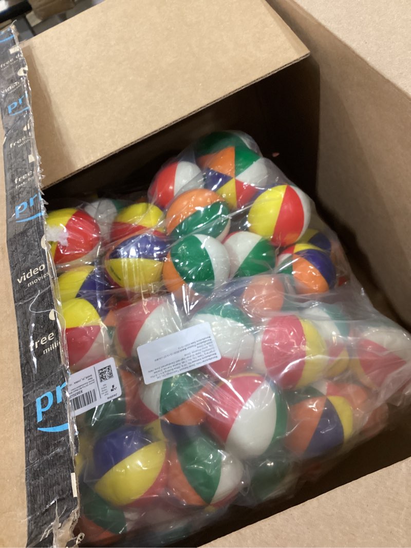 Condition photo showing New/Like New for jexine 150 pcs mini beach stress balls bulk 2.5 inches small beach balls mini rainbow squeeze toys for party favors girls boys summer birthday hawaiian games water supplies(dark color)