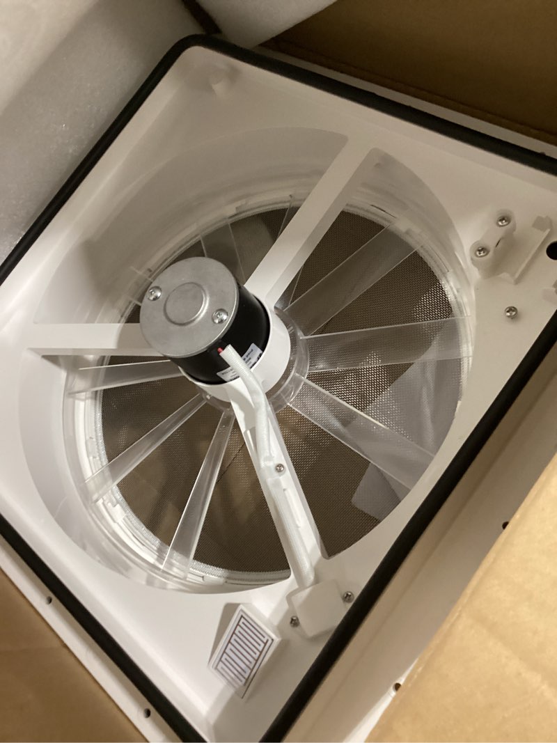 Condition photo showing Good Condition for kohree 14" rv vent fan 10 speed reversible: 12v super quiet rv roof vent fan for camper trailer bathroom, rv exhaust fan with remote control, temperature & rain sensor, removable screen green