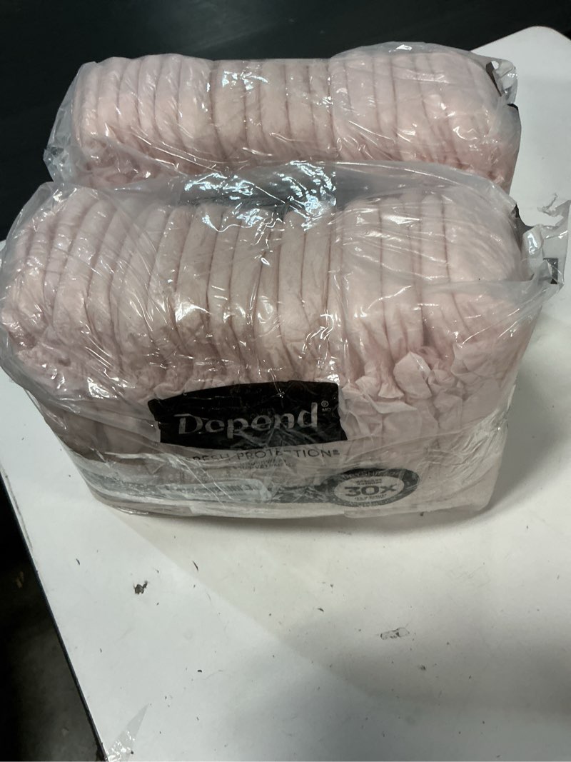 Condition photo showing Good Condition for Depend Fresh Protection Adult Diapers, Incontinence & Postpartum Bladder Leak Underwear for Women, Disposable, Maximum, Medium, Blush, 30 Count, Packaging May Vary Medium 30