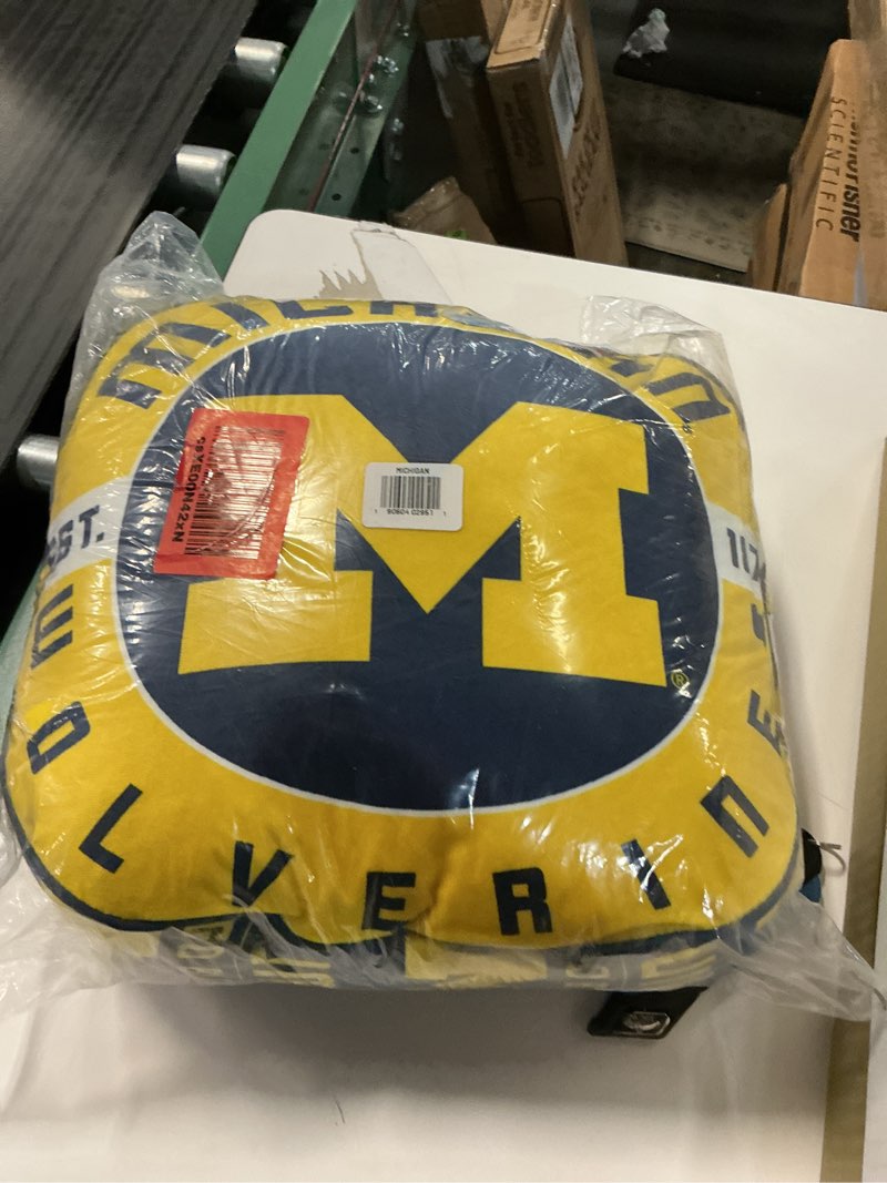 Condition photo showing Good Condition for The Northwest Company NCAA Michigan Wolverines Round Cloud Pillow, 15\", Team Colors