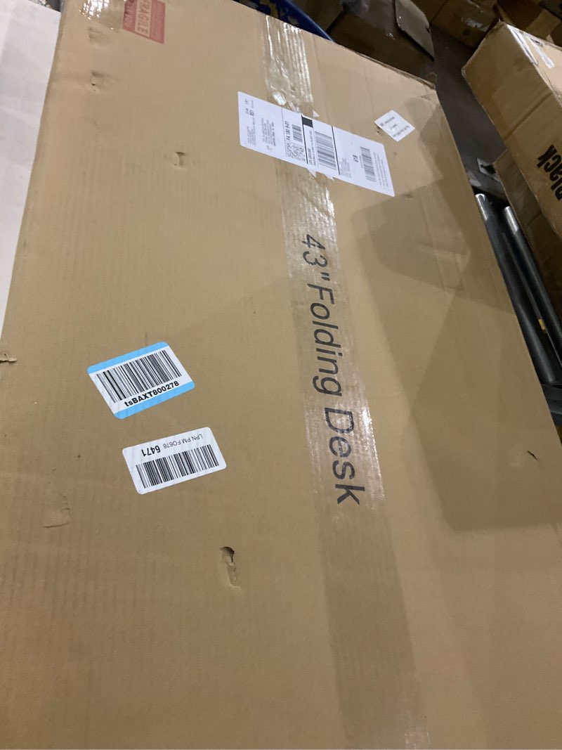 Condition photo showing New/Like New for TEMI Small Computer Desk Folding Table - No Assembly, Compact 43.3" Foldable Desk with Power Outlets & USB Charging Port, Portable Small Office Desk, Ideal Mini Study Table for Narrow Spaces,White Ash 43.3 Inch With Power Outlets White Ash