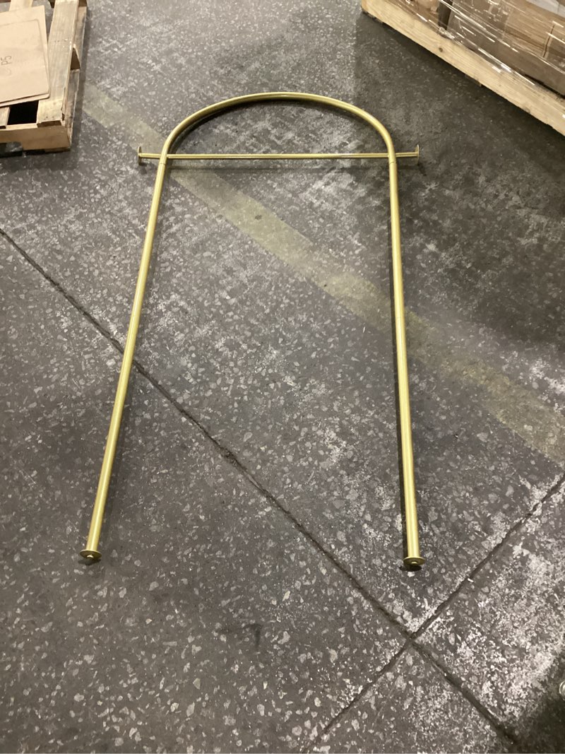 Condition photo showing As Is for *missing base*  gold clothing rack with marble base, modern gold coat racks freestanding with 2 hooks, heavy duty clothes rack, coat rack stand for entryway, bedroom, living room, boutiques coat-23.6''w