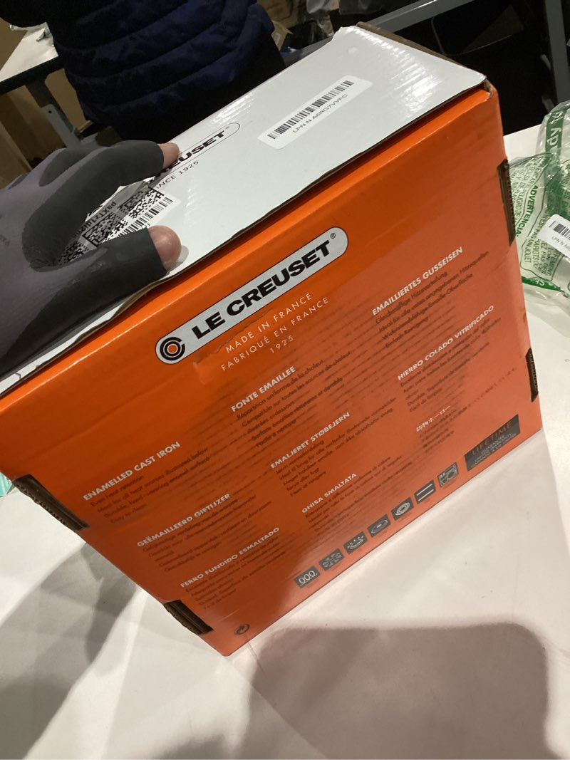 Condition photo showing As Is for Le Creuset Enameled Cast Iron Signature Round Dutch Oven, 4.5 qt., Oyster Oyster 4.5 Qt