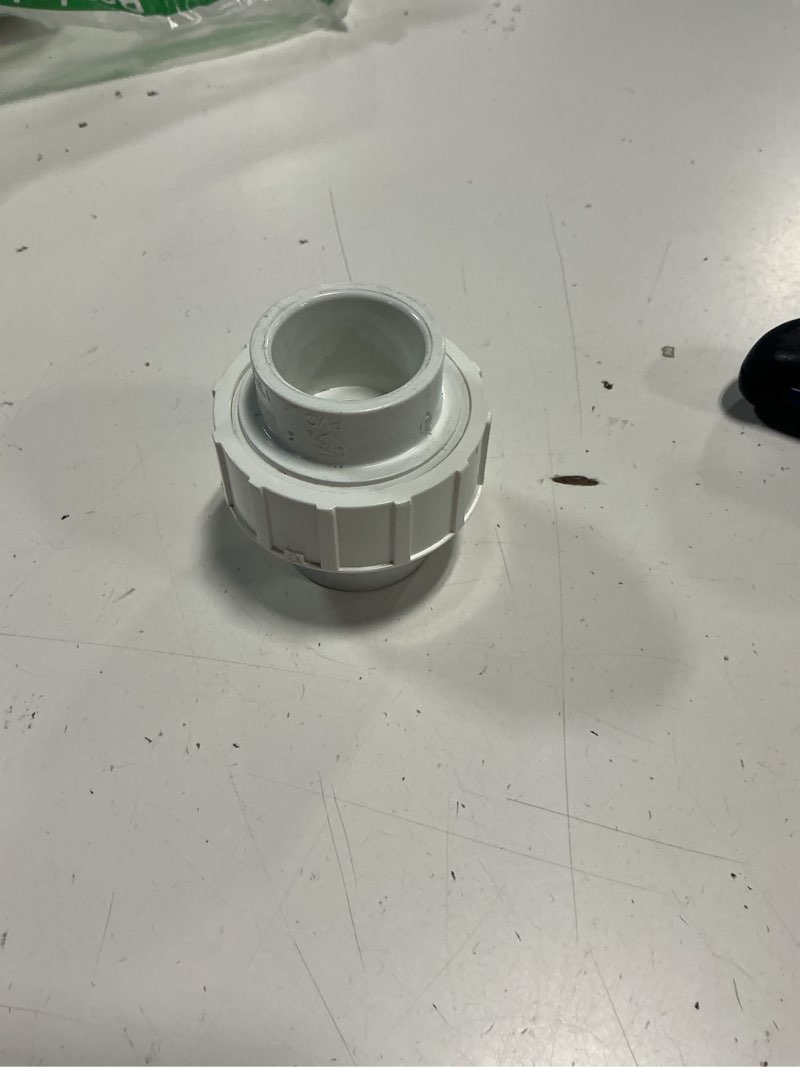 Condition photo showing As Is for pvc union coupling, furniture grade pvc union with epdm o-ring | sch40 pvc union pipe fitting, white slip coupling adapter sockets for irrigation, pool & spa system, indoor plumbing project