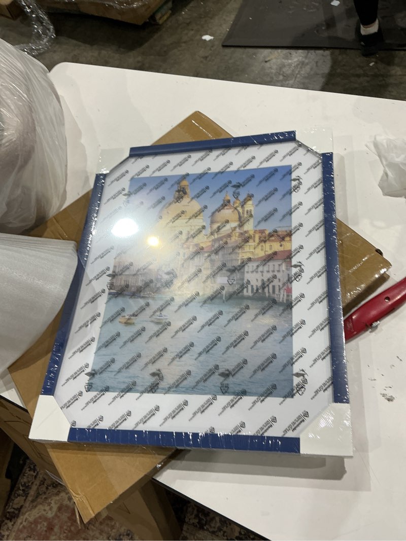 Condition photo showing Good Condition for wyooxoo 16x20 picture frame dark blue solid wood photo frames display pictures 12x16 with mat or 16x20 without mat colorful frame for tabletop display or wall dark blue 16" x 20" ( 1 pack )
