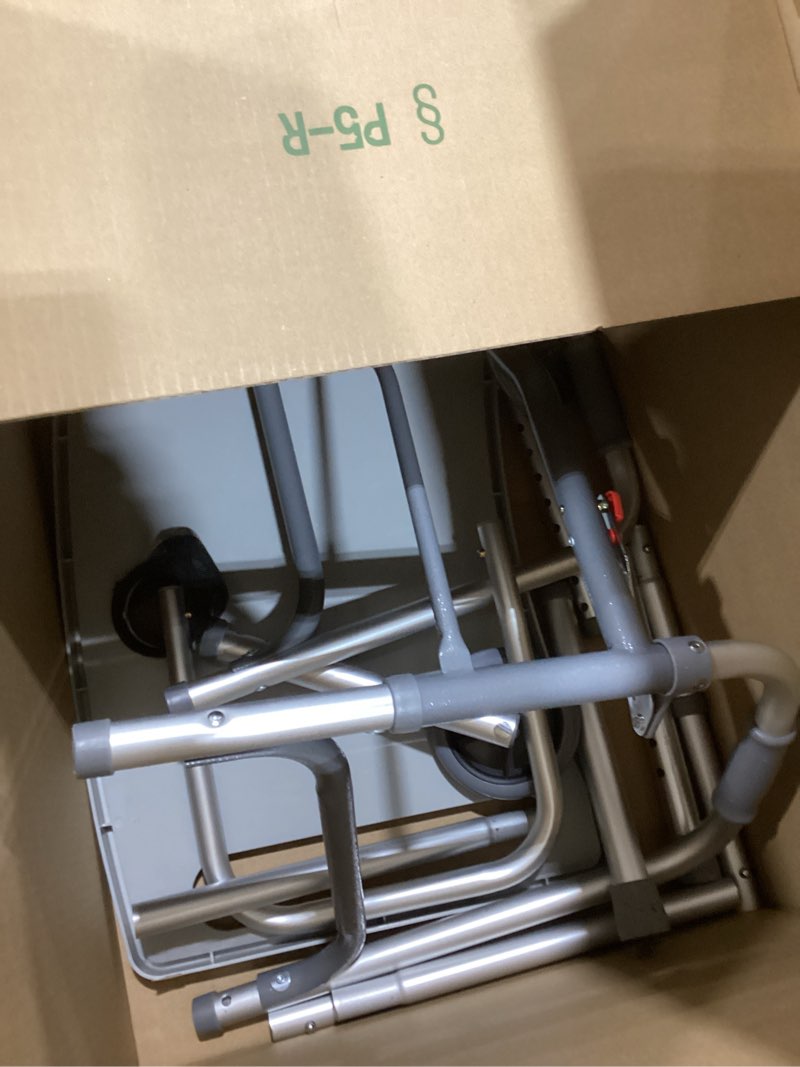 Condition photo showing As Is for Folding Walker with Tray, 5" Wheels Lightweight Walkers for Seniors and Adults, Supports Up to 350 Pounds, Adjustable Height, Compact Standard Walker, Silver