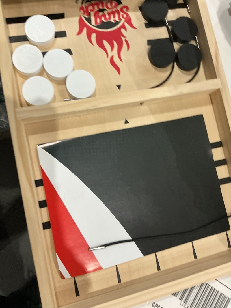 Condition photo showing Good Condition for Large Fast Classic Slingshot Puck Game, Wooden Air Hockey Board Games for Family Night, Table Games for Adults and Kids, 2 Player Game for Ages 6 and Up, Test Your Speed and Accuracy