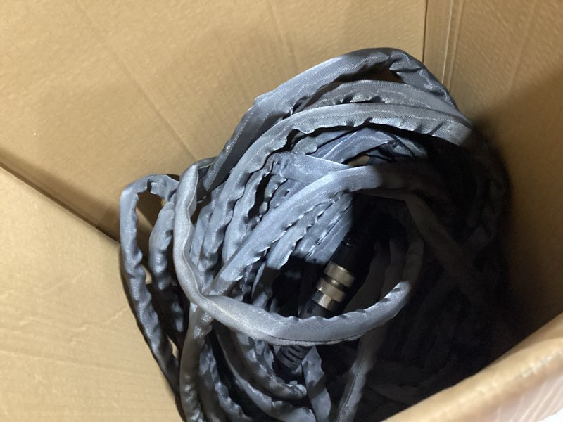 Condition photo showing As Is for apex zero-g 4001-100 garden hose, 5/8 in, 100 ft l, coupling, fiber, gray