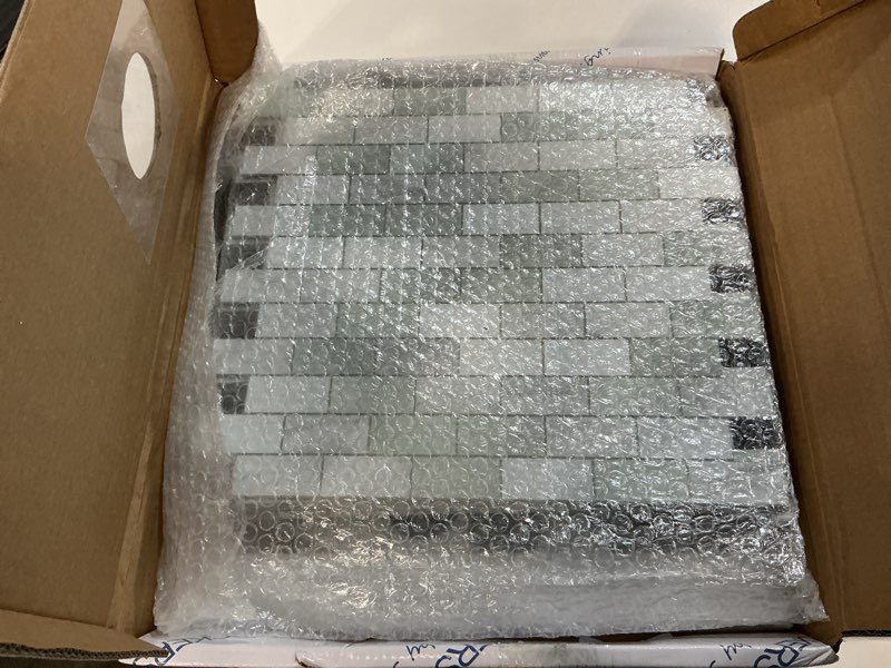 Condition photo showing New/Like New for 10-Sheet Subway Peel and Stick Backsplash Tile, 11.3" x 10.8" Emerald Green Stone Composite Marble Looks Self Adhesive Waterproof Wall Tile, Stick on Tiles for Kitchen Bathroom Shower Fireplace Emerald Green 11.3*10.8*0.12inch(10 sheets)