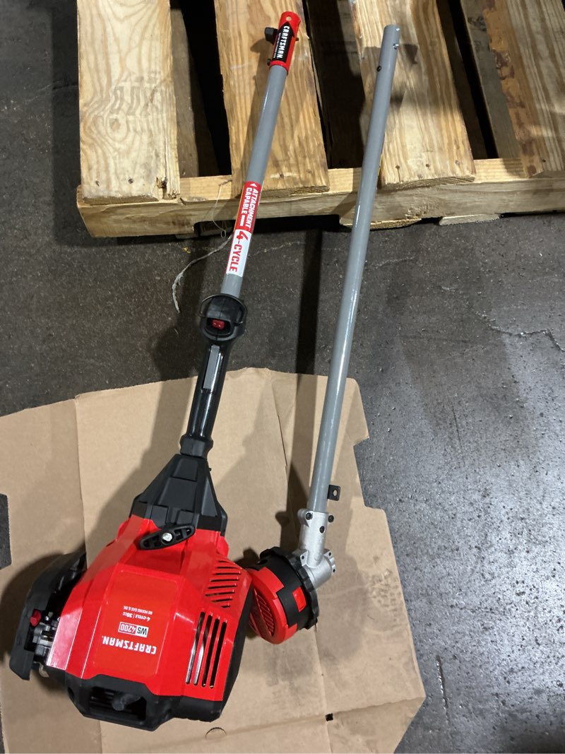 Condition photo showing Good Condition for possibly missing pieces craftsman ws4200 30-cc 4-cycle 17-in straight shaft attachment capable gas string trimmer