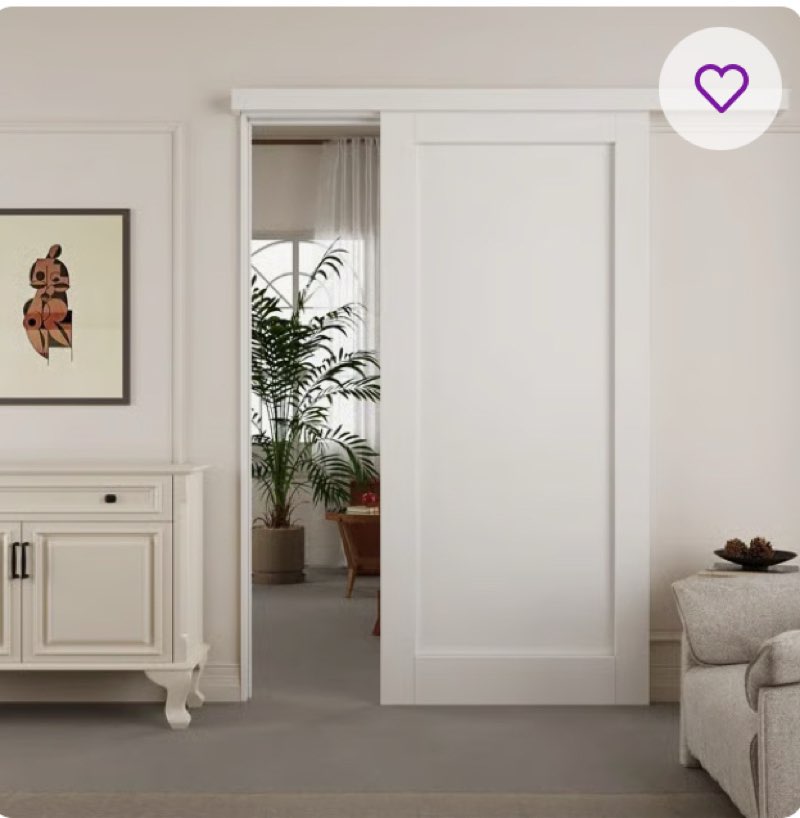 hidden style track solid manufactured wood panel white primed sliding barn door with installation hardware kit(no assembly required)