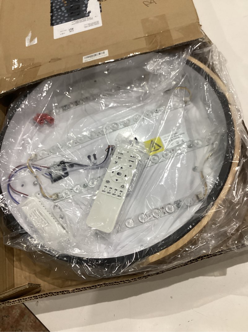 Condition photo showing Good Condition for flush mount ceiling light - dimmable 3000-6500k with remote, modern black 15.7 inch light fixture for kitchen, bedroom, hallway, living room black/round/dimmmable ?15.7 in