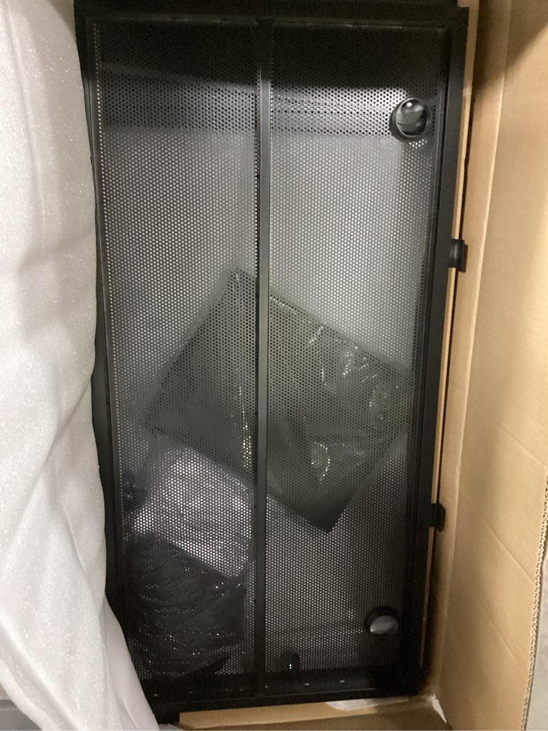 Condition photo showing New/Like New for yookoo foldable dj booth for tool-free assembly, dj table with white & black scrims, metal frame dj facade, dj stand with cable hole and carry bag, for parties & events & small studios 46.5 inches x 21.25 inches x 42.5 inches