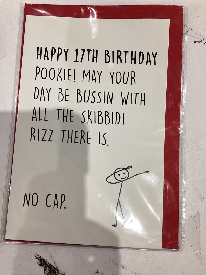 Condition photo showing New/Like New for 11th Birthday Card for Boy Girl: Gift Idea for a 11 Year Old, Hilarious Meme Card with Cool Gen Z Slang Meme-Inspired Design for Teens, Makes a Great Party Decoration for Son, Daughter, Nephew, Niece